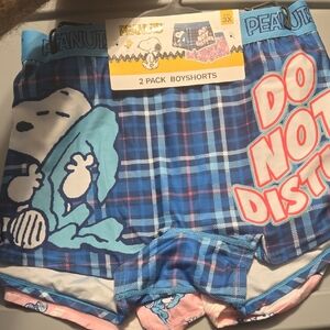 Peanuts Blue and Pink Plaid Boyshorts - 2 Pack Size 3x
